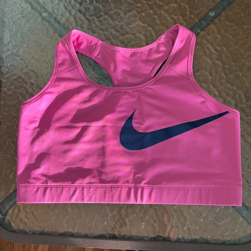 Nike Fuchsia Sports Bra with Navy Logo